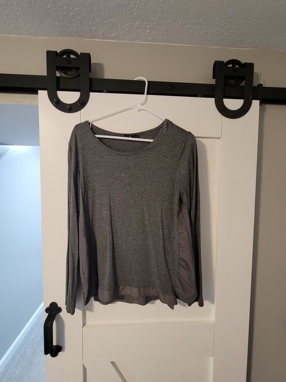 The Limited Grey Long Sleeve Layered-Hem Top